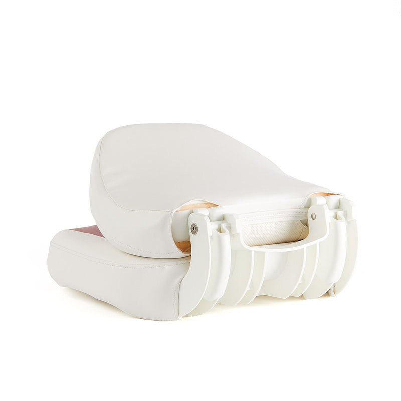 DeckMate Economy Center Hinge Cushion Fishing Boat Seat White Red Marine Grade Vinyl for sale