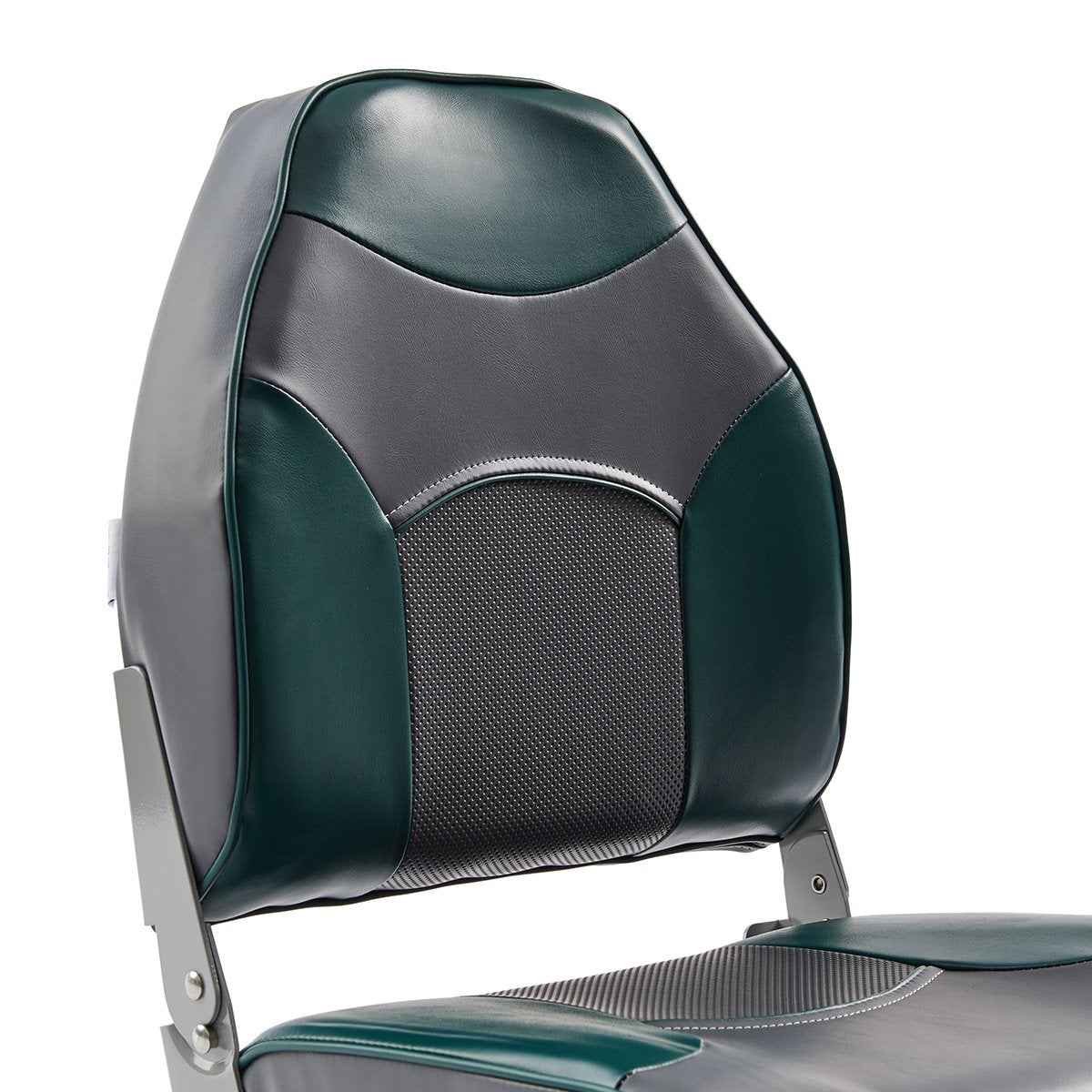 DeckMate Economy High Back Fishing Boat Seat Charcoal Green Marine Grade Vinyl for sale #color_charcoal & green