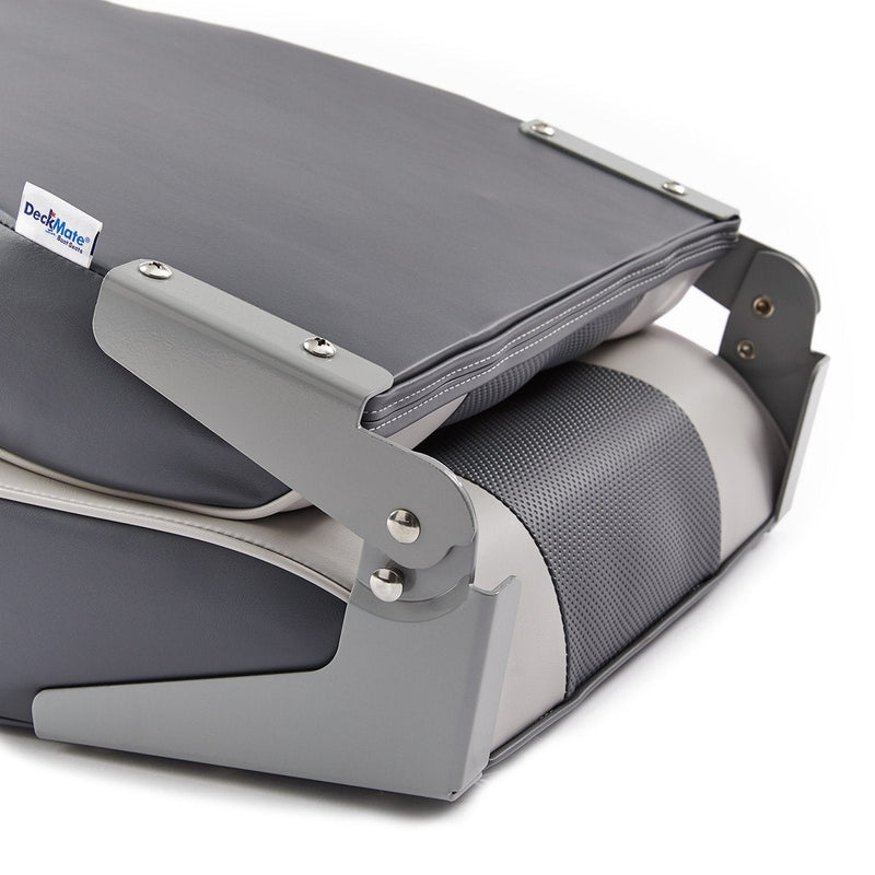 DeckMate Economy High Back Fishing Boat Seat Charcoal Gray Marine Grade Vinyl for sale