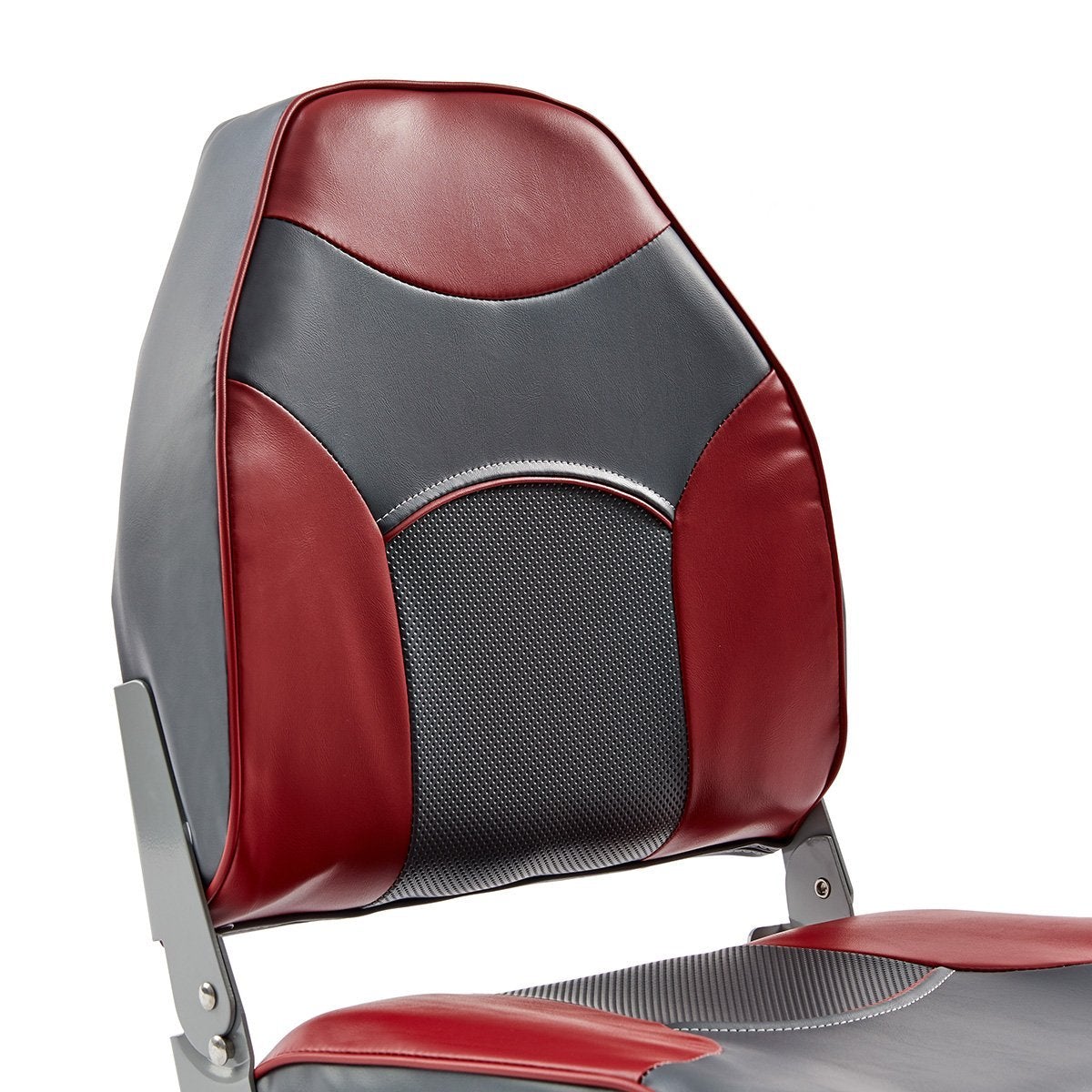 DeckMate Economy High Back Fishing Boat Seat Charcoal Red Marine Grade Vinyl for sale #color_charcoal & red