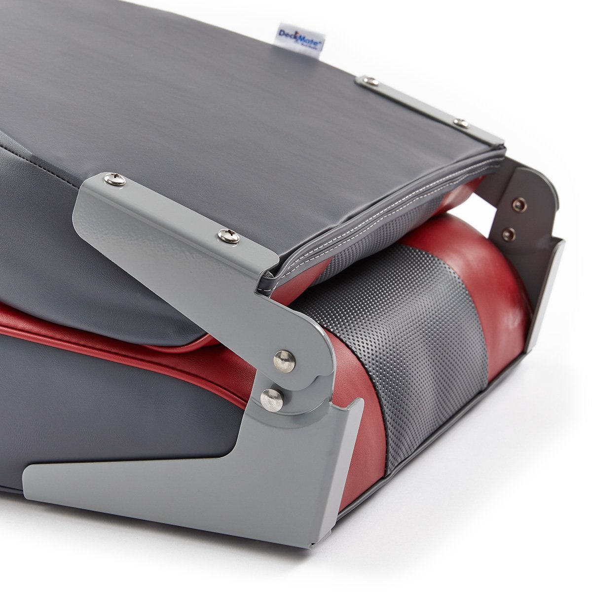 DeckMate Economy High Back Fishing Boat Seat Charcoal Red Marine Grade Vinyl for sale #color_charcoal & red
