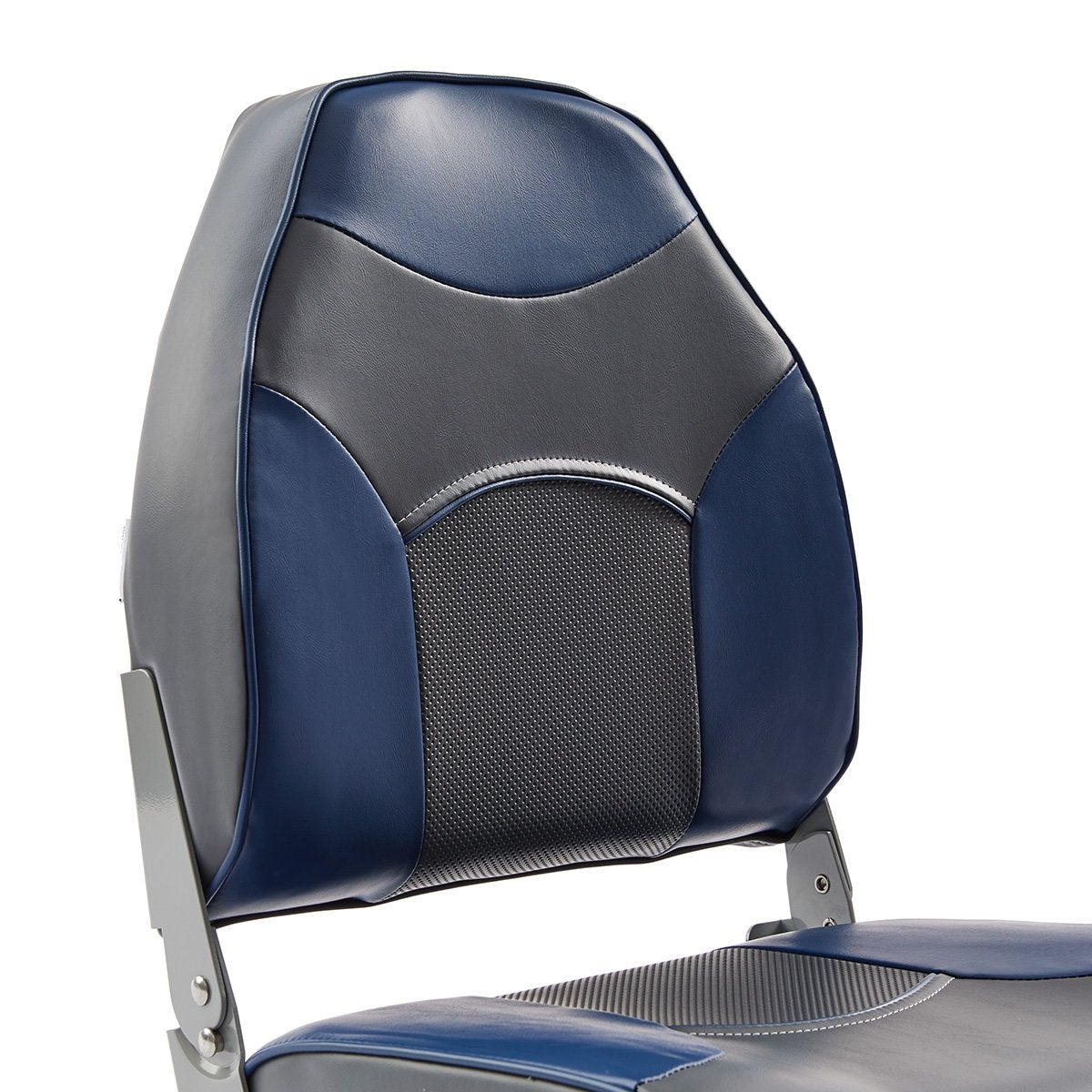 DeckMate Economy High Back Fishing Boat Seat Charcoal Blue Marine Grade Vinyl for sale #color_charcoal & blue