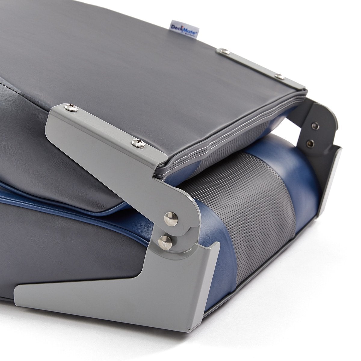 DeckMate Economy High Back Fishing Boat Seat Charcoal Blue Marine Grade Vinyl for sale #color_charcoal & blue
