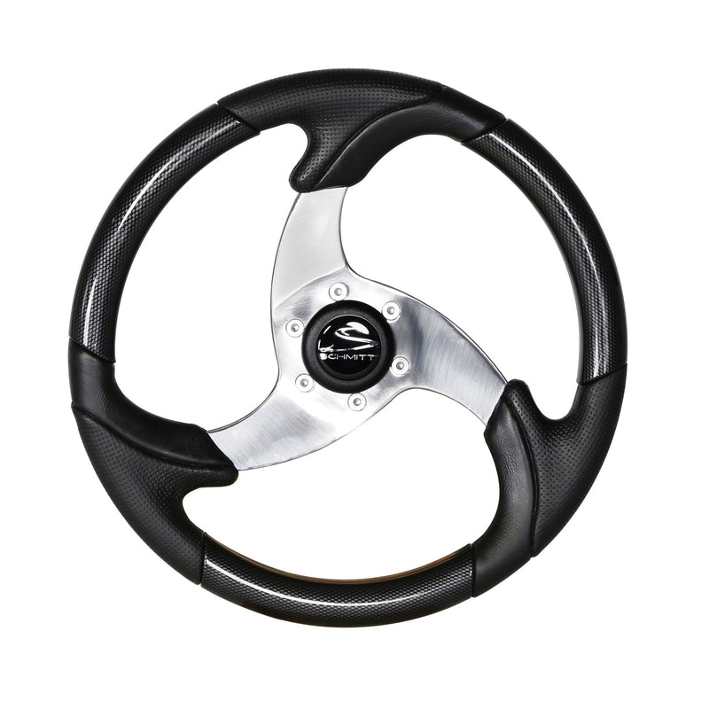 14" Black Bass Boat Steering Wheel