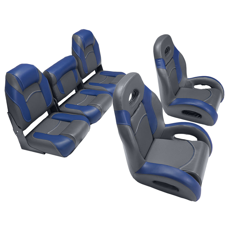 fish and ski boat seats in charcoal/blue