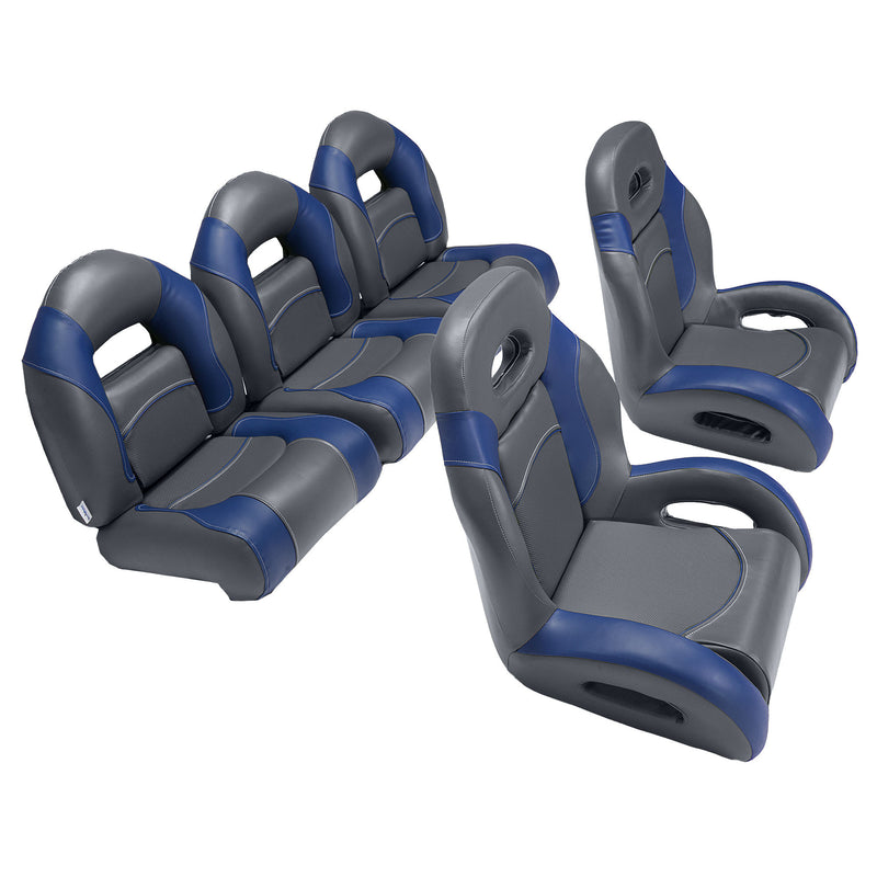 fish and ski boat seats in charcoal/blue